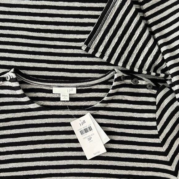 J. Jill WearEver Tunic Top Women’s Sz PS Small Black Gray Stripes NWT Travel - Picture 6 of 12